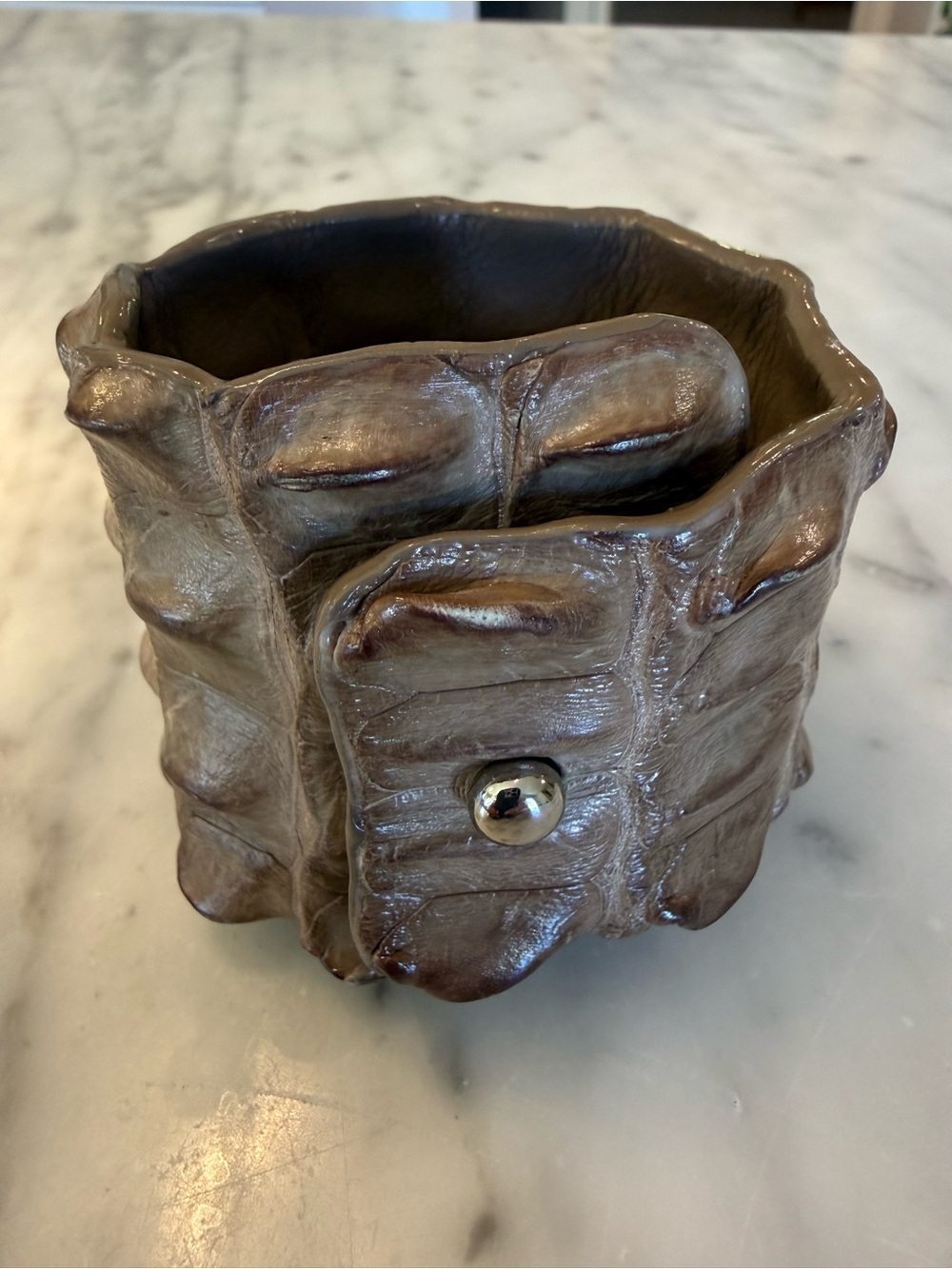 Moo Moo Designs Crocodile Cuff Bracelet in Cognac